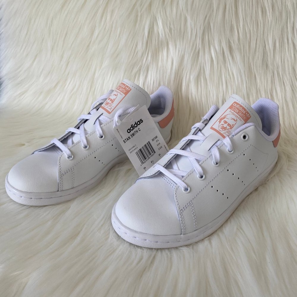 Adidas Stan Smith Origs White/Pink Kids 3 NWT